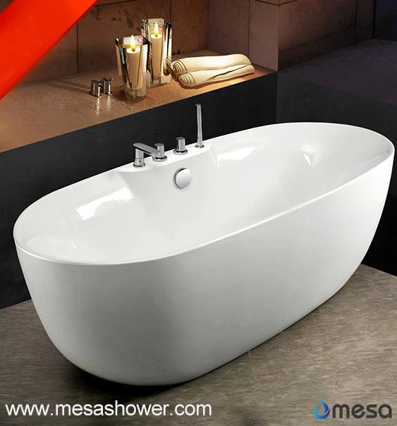Modèn Senp New Arive Freestanding Oval Acrylic Tub Avèk Robinèt