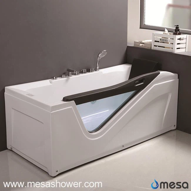 Iregilye fòm modèn konsepsyon Corner rektangilè ABS Glass Massage Whirlpool jetted cho tub Bathroom twalèt pou akouchman vit