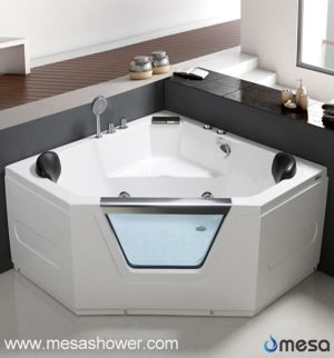 Corner Glass fenèt De moun Bath Whirlpool Massage Tub