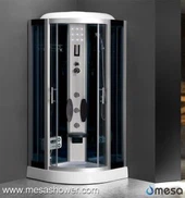 Corner Square douch inite ak nwa pentire Glass