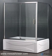 High Gloss Corner rektangilè lokalize Glass glisman pòt douch Bathtub Combo