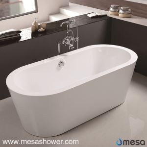 Acrylic Oval Freèstin Basen debòde W / Chrome fini